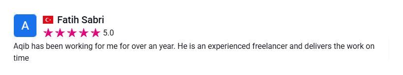 Client review from Fatih, 5 stars
