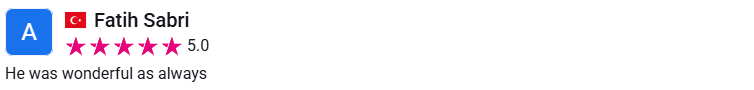 Client review from Fatih Sabri, 5.0 stars