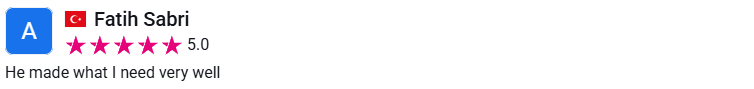 Client review from Fatih Sabri, 5.0 stars
