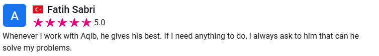 Client review from Fatih Sabri, 5.0 stars