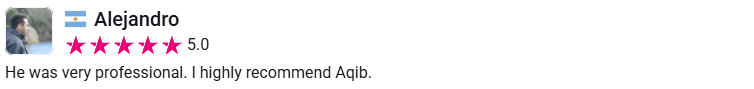 Client review from Alejandro, 5.0 stars