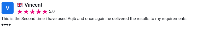 Client review from Vincent, 5.0 stars
