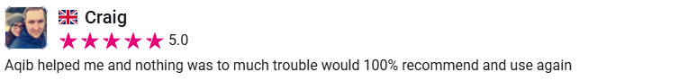 Client review from Craig, 5.0 stars
