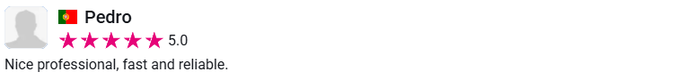 Client review from Pedro, 5.0 stars