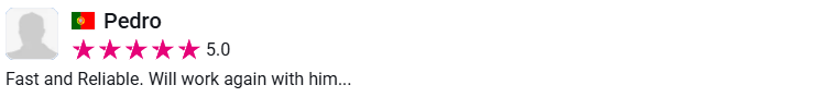 Client review from Pedro, 5.0 stars