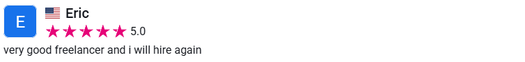 Client review from Eric, 5.0 stars