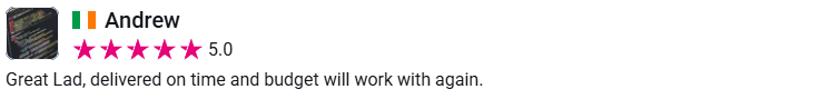 Client review from Andrew, 5.0 stars