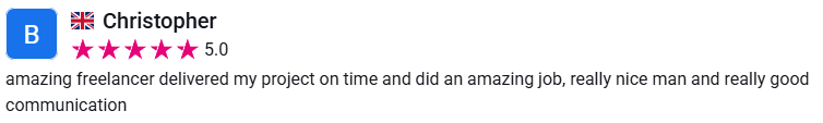 Client review from Christopher, 5.0 stars
